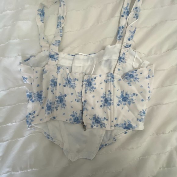 BLUE PEONY CORSET TANK - Picture 2 of 5